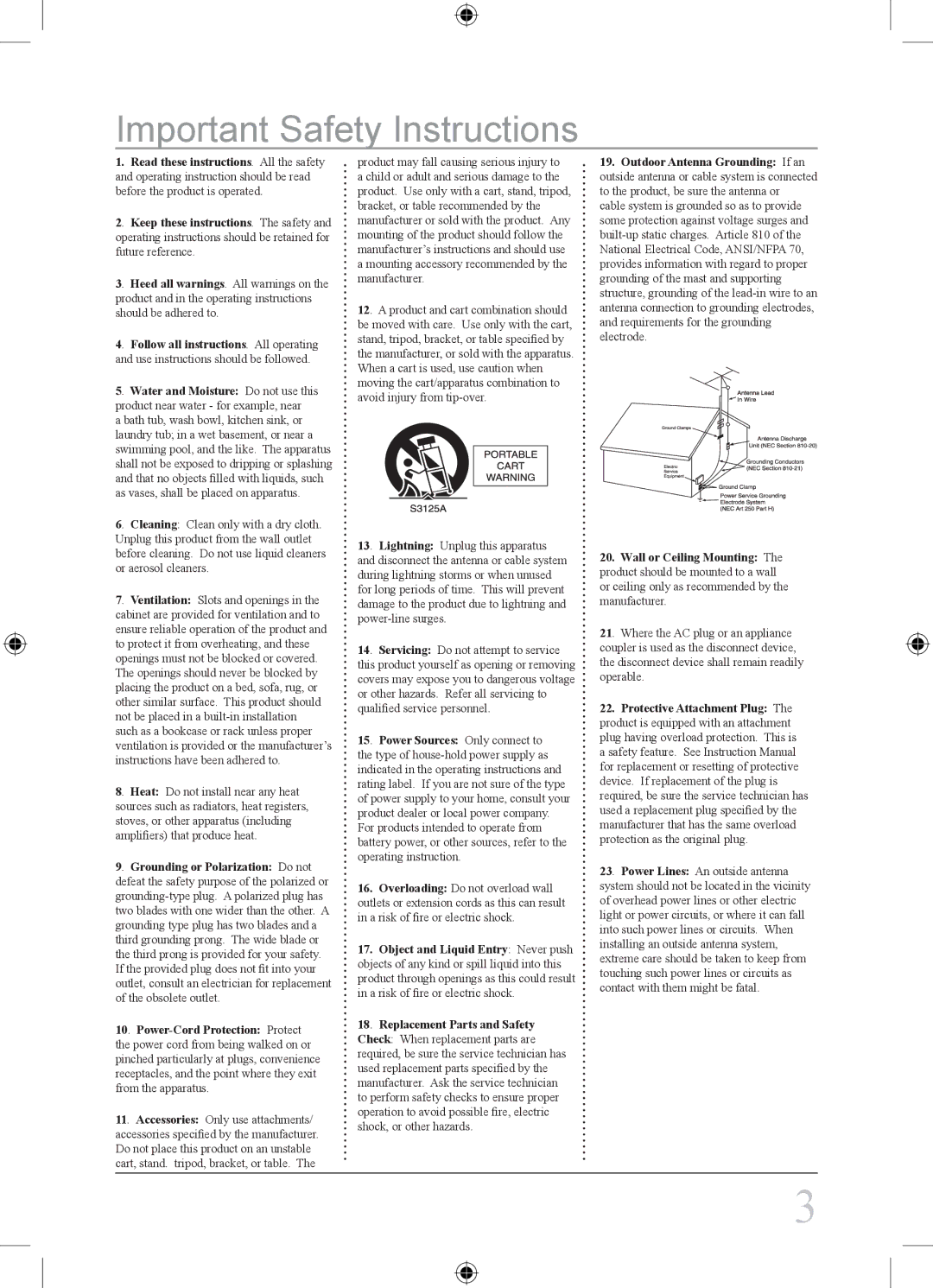 GPX jm258 important safety instructions Important Safety Instructions 