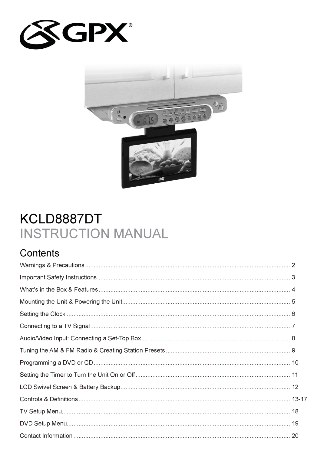 GPX KCLD8887DT instruction manual 