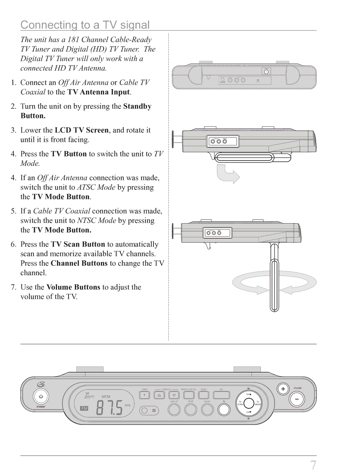 GPX KL858S instruction manual Connecting to a TV signal, Button 