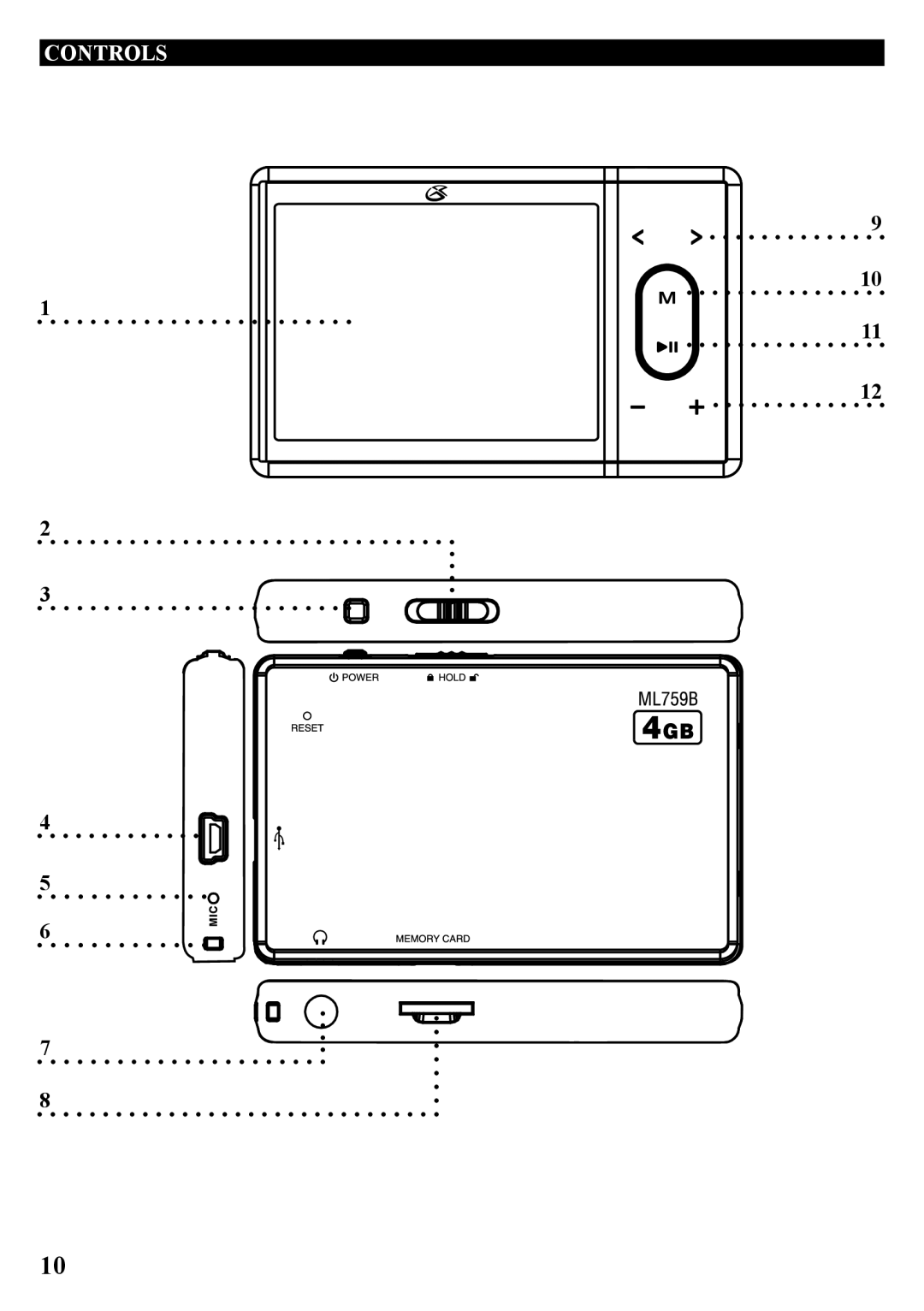 GPX ML759B manual Controls 