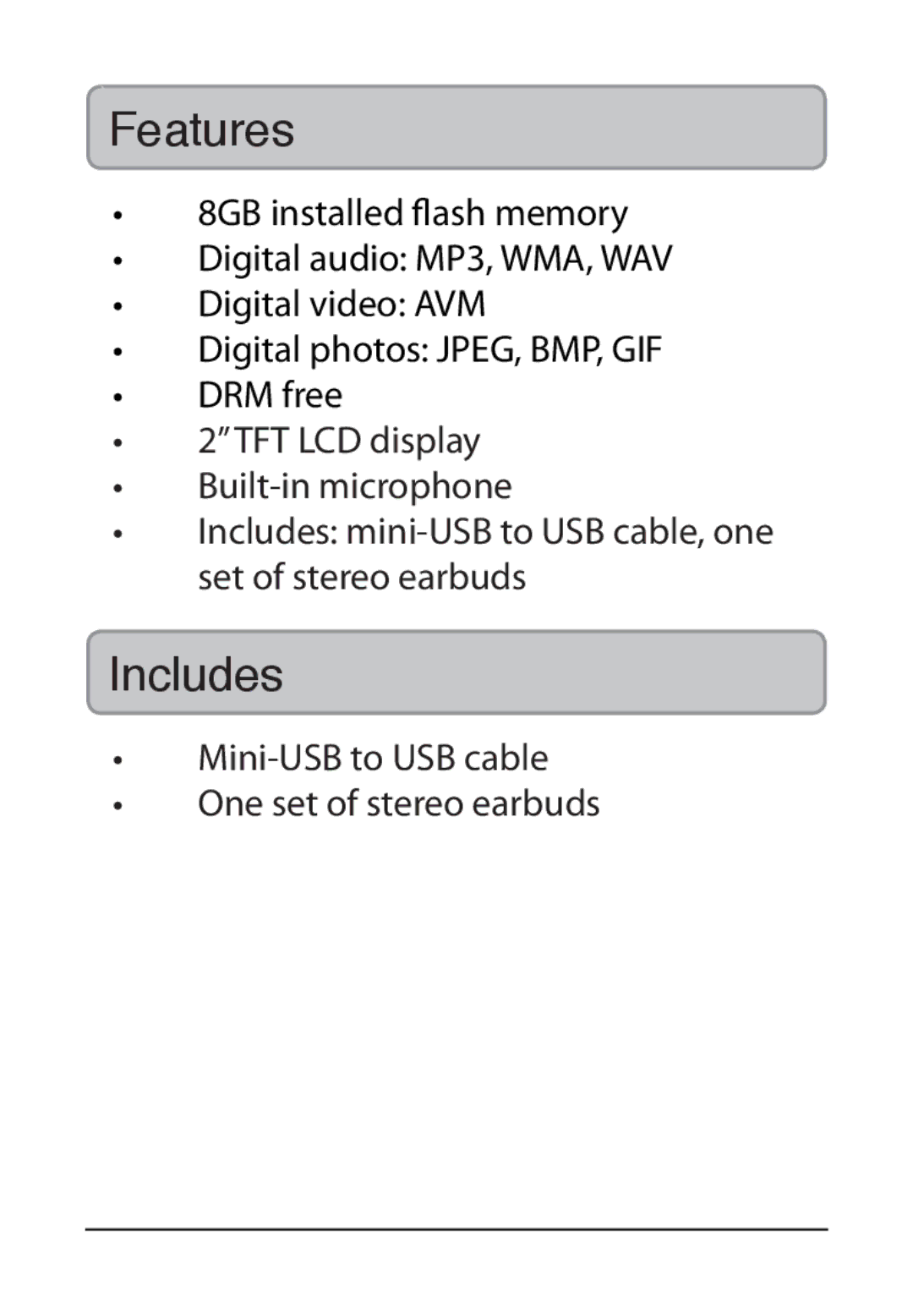 GPX ML861 manual Features, Includes 