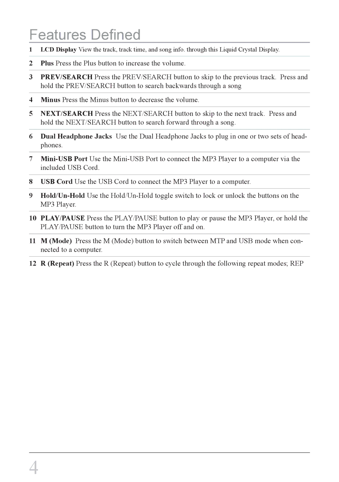 GPX MW3847 instruction manual Features Defined 