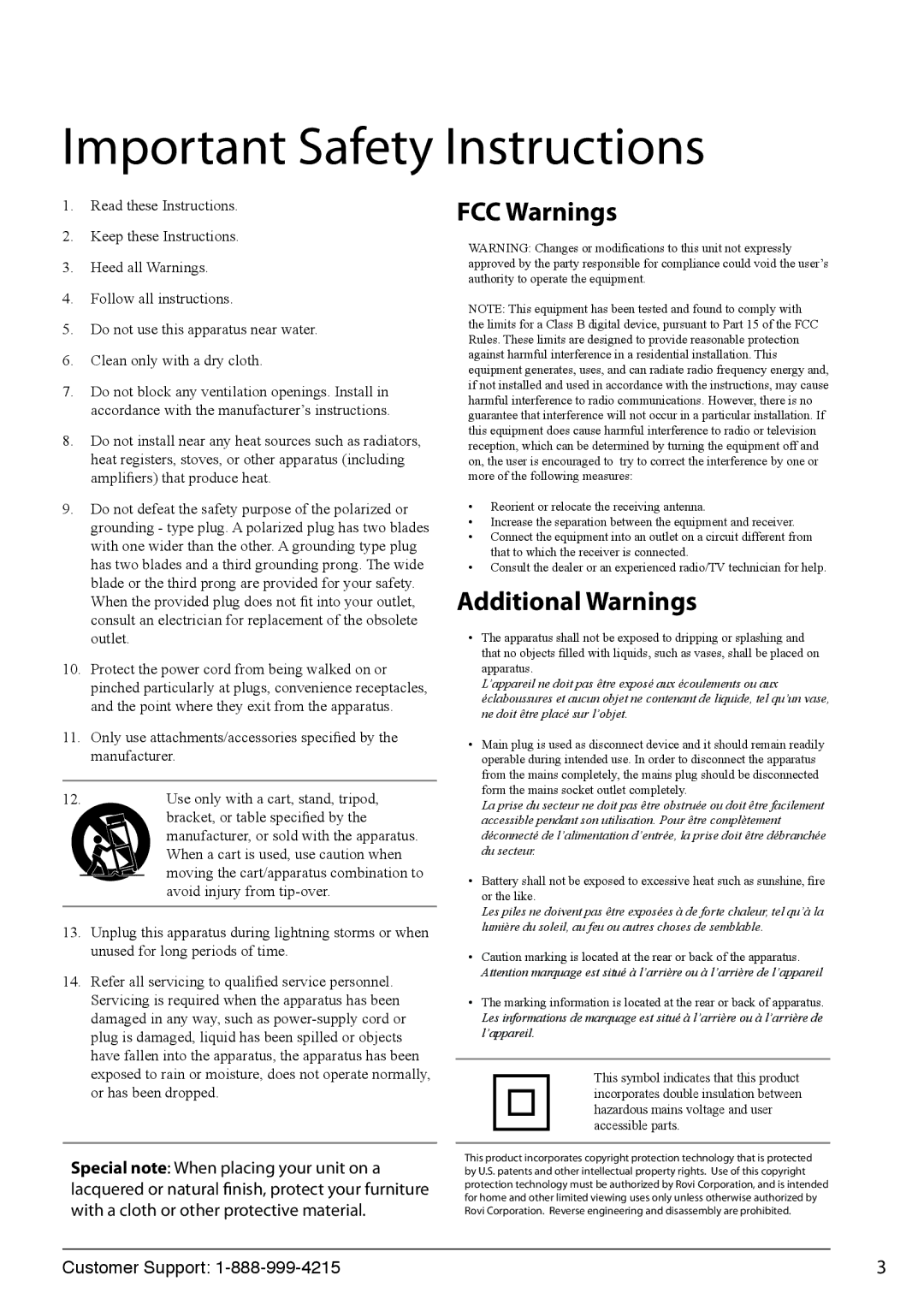 GPX ONNPD7711B manual Important Safety Instructions 