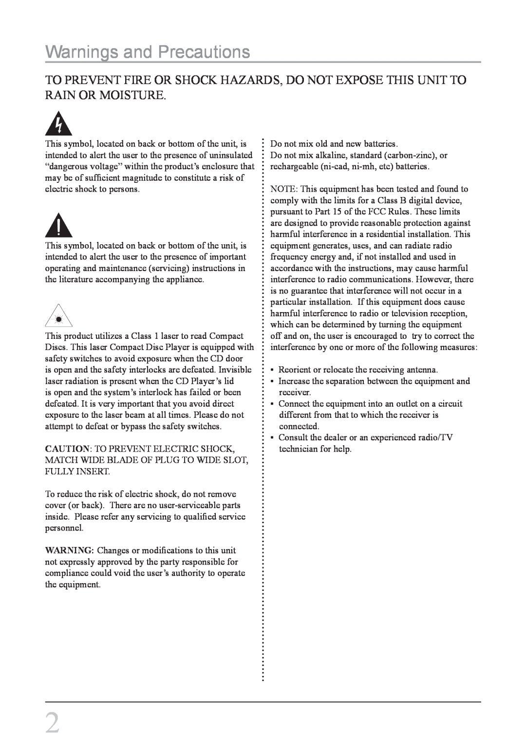 GPX PC108B instruction manual Warnings and Precautions 