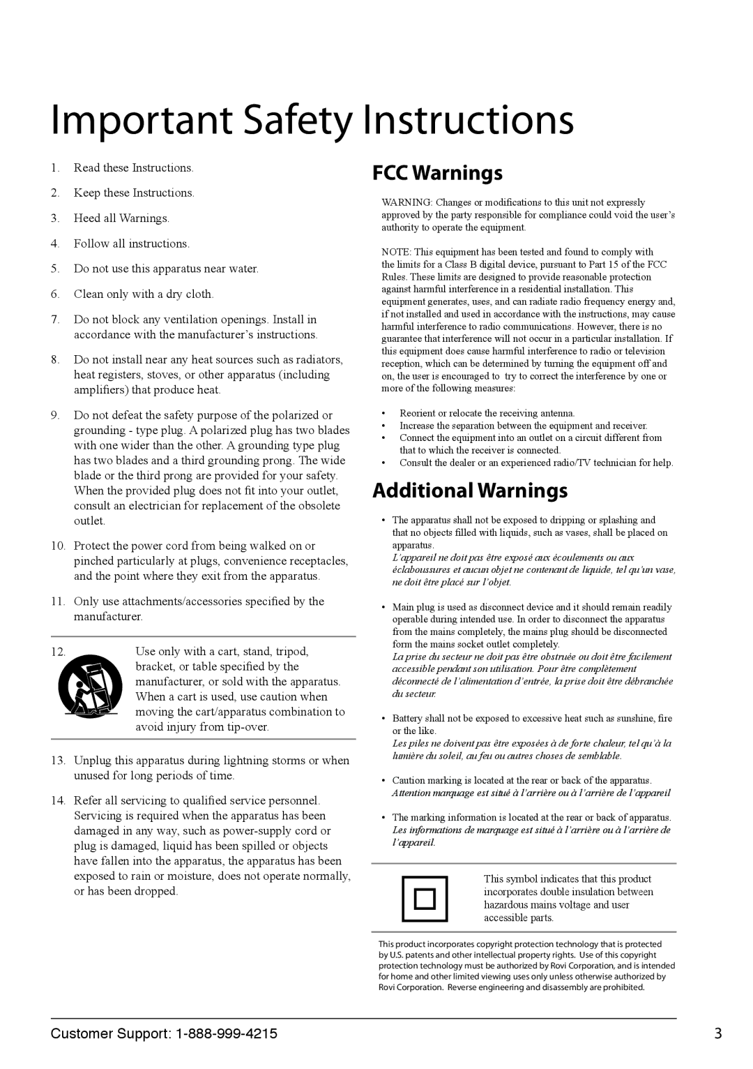 GPX PD701 manual Important Safety Instructions 