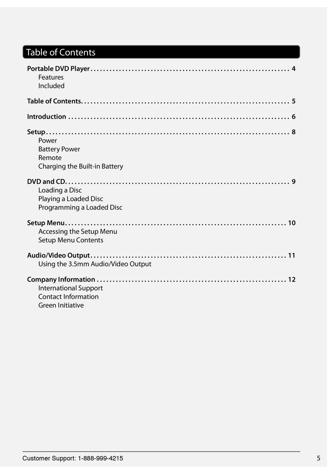 GPX PD701 manual Table of Contents 