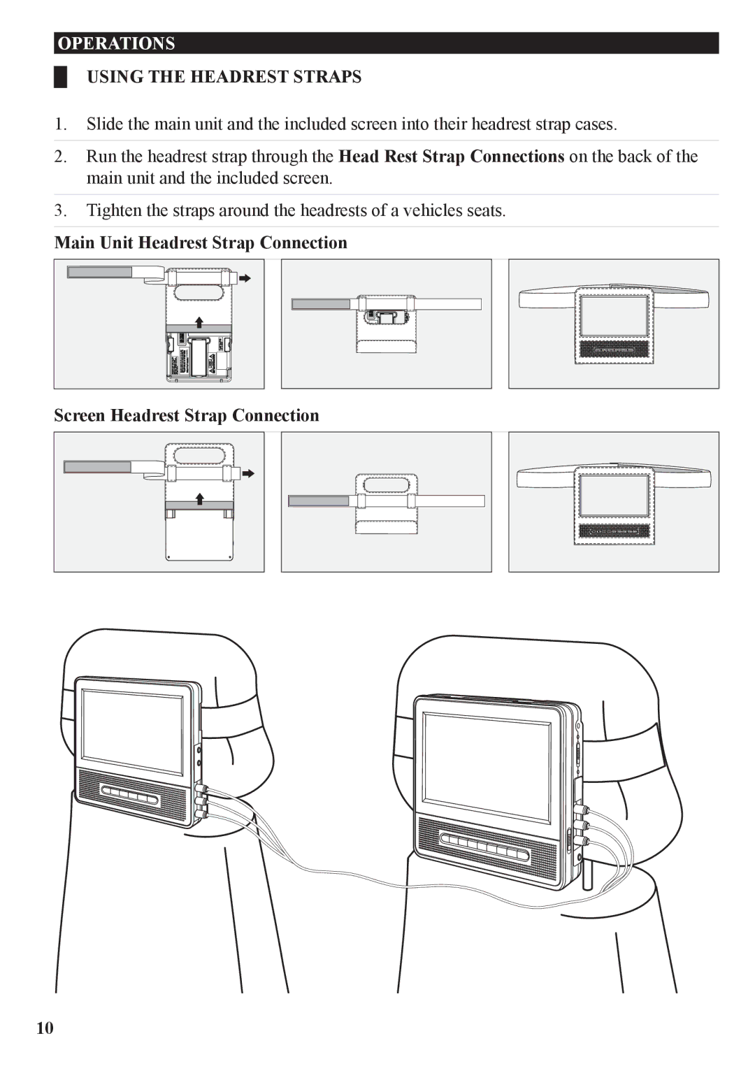 GPX PD7709B manual Using the Headrest Straps 