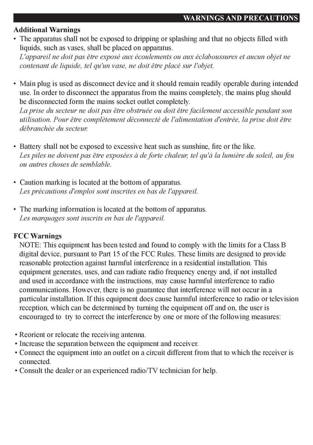 GPX PD7709B manual Additional Warnings, FCC Warnings 