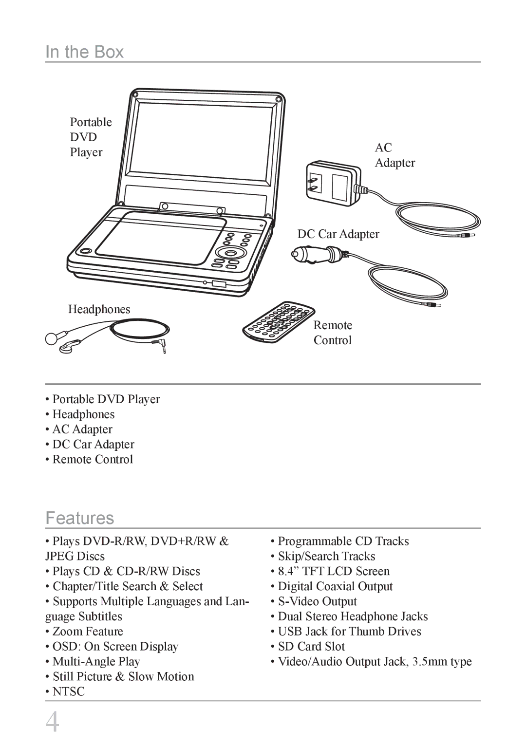 GPX PD808B instruction manual Box, Features 