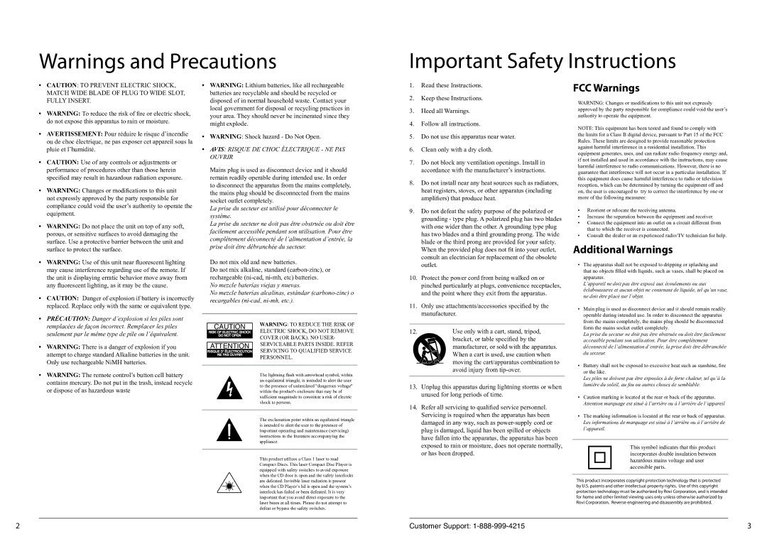 GPX PD901 manual Important Safety Instructions 