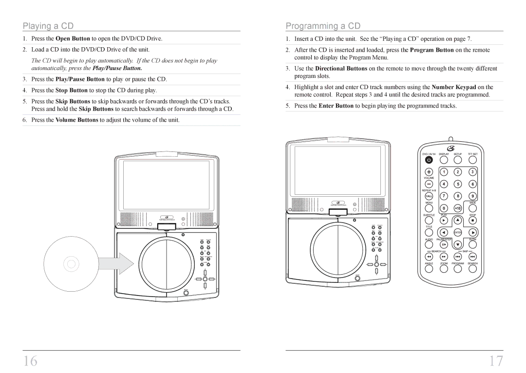 GPX PD908B instruction manual Playing a CD, Programming a CD 