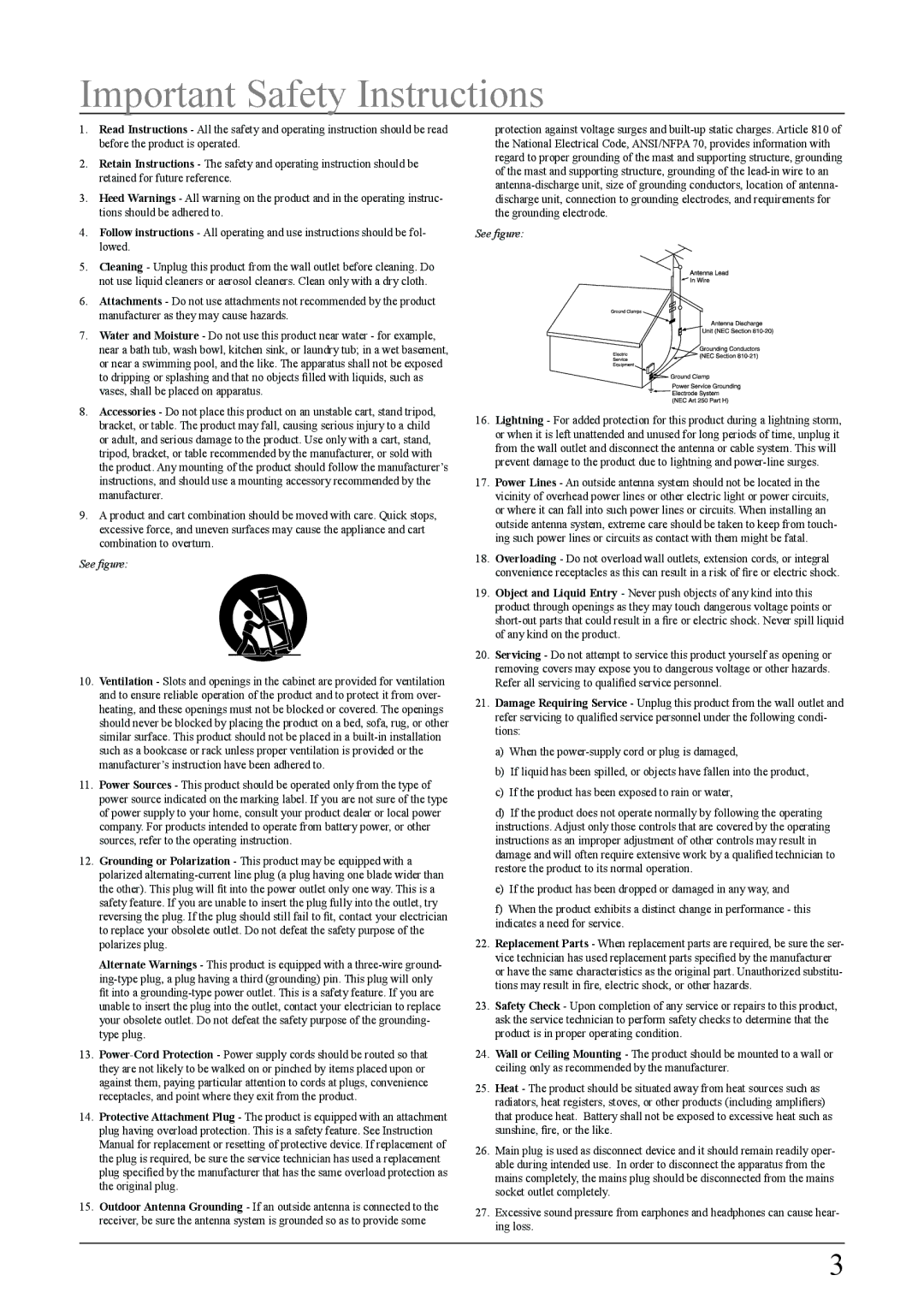 GPX PF 738 important safety instructions Important Safety Instructions, See figure 