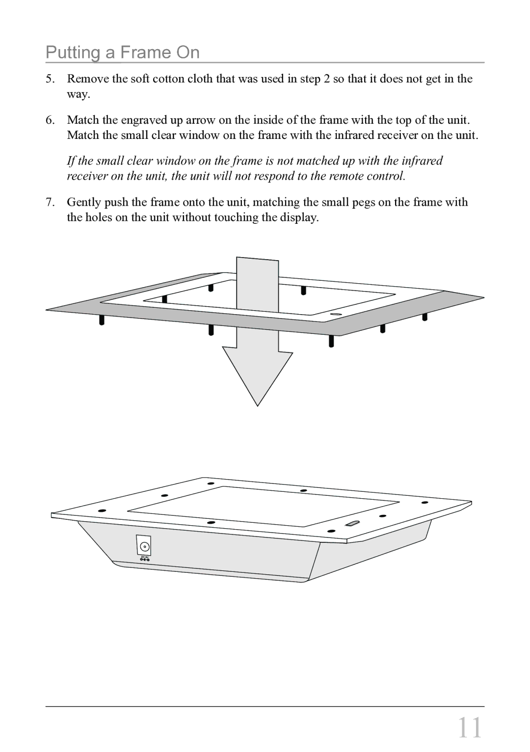 GPX PF708 instruction manual Putting a Frame On 