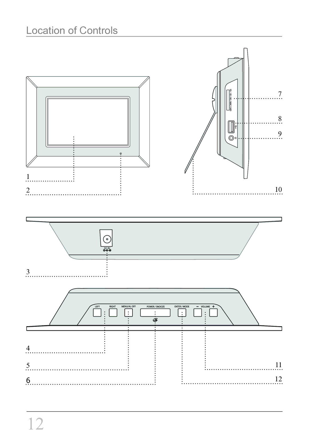 GPX PF708 instruction manual Location of Controls 