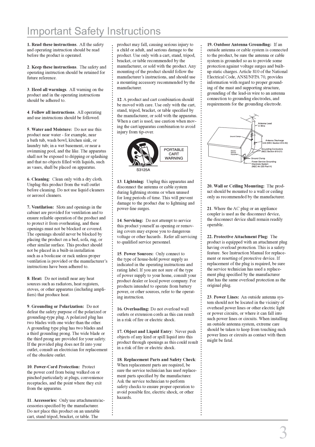 GPX PF708 instruction manual Important Safety Instructions 