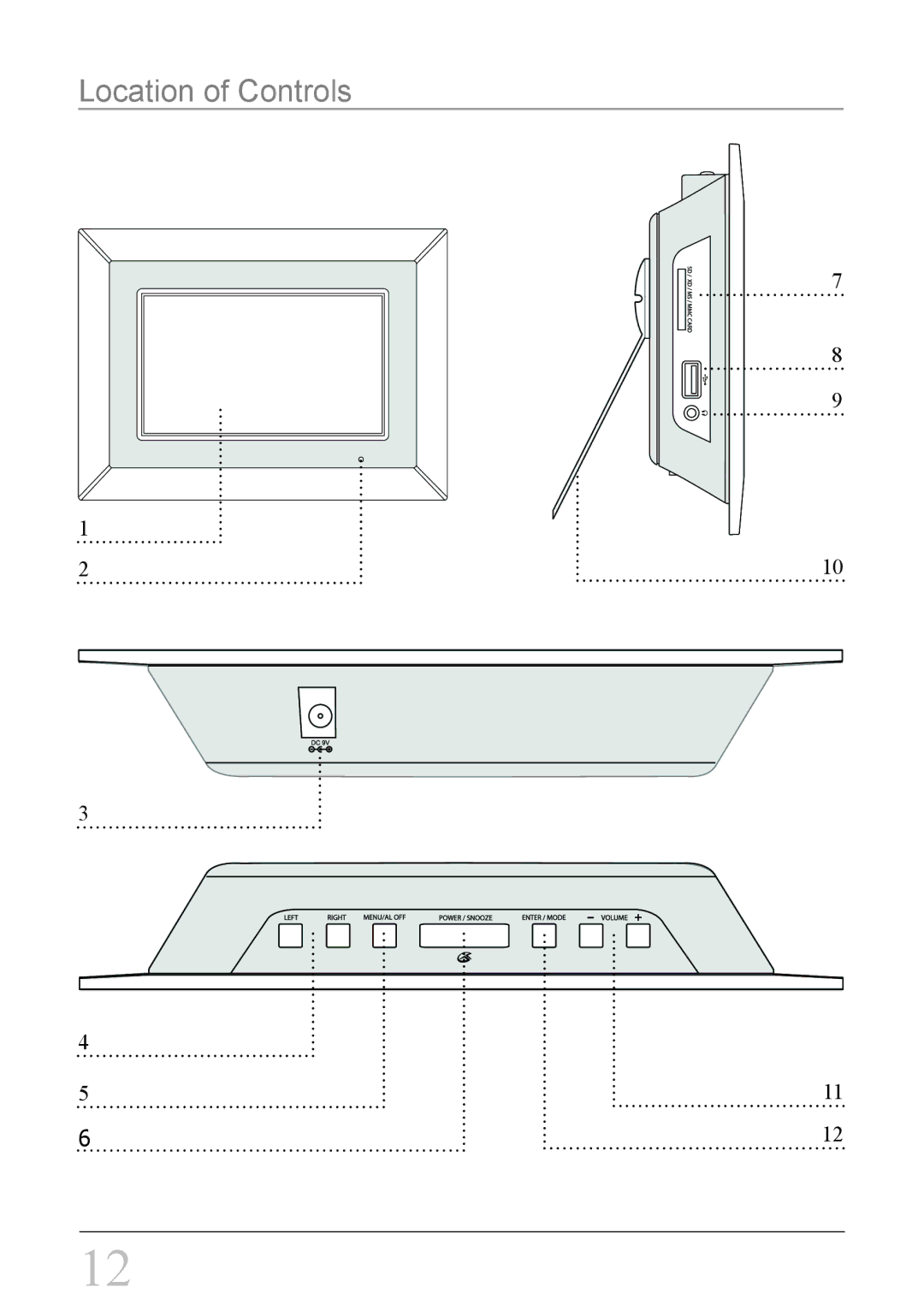 GPX PF728 instruction manual Location of Controls 