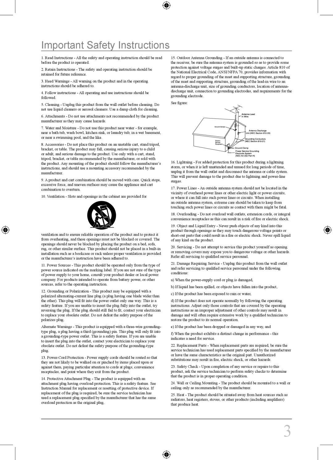 GPX SA208PR, SA208S, SA208TQ, SA208R, SA208TG important safety instructions Important Safety Instructions 