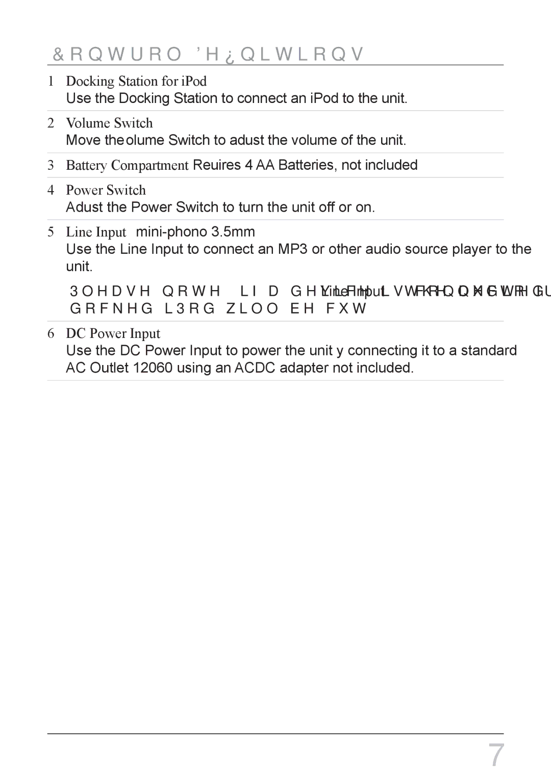 GPX SI108 instruction manual Control Definitions, Volume Switch 