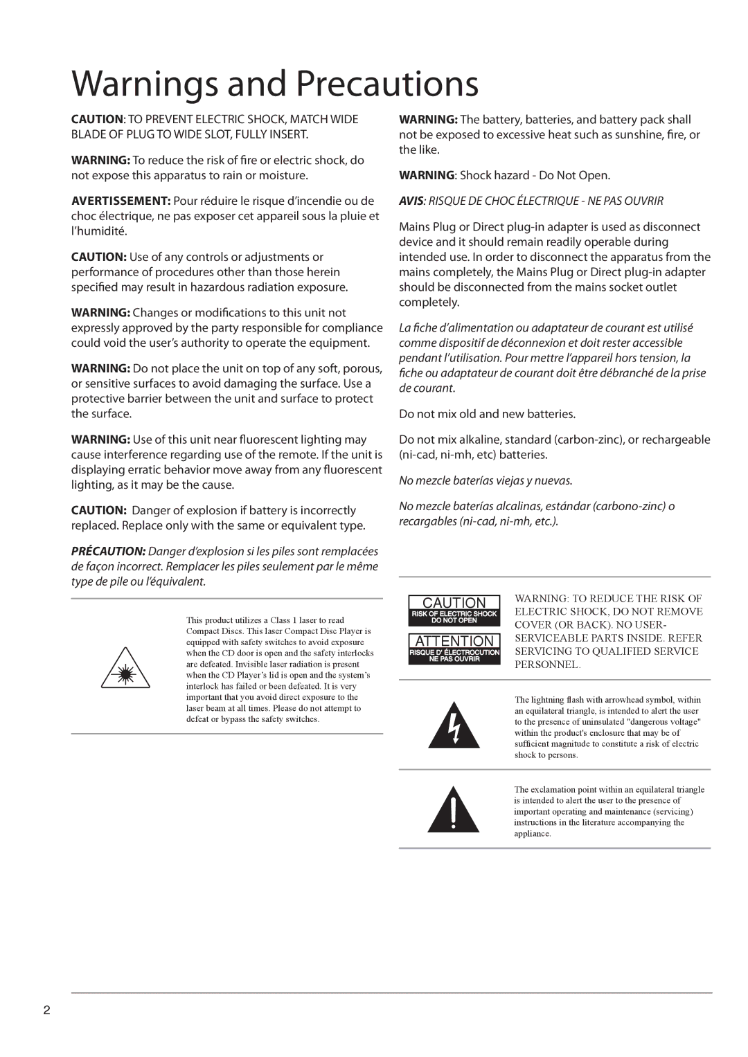 GPX TD3222 manual Avis Risque DE Choc Électrique NE PAS Ouvrir 