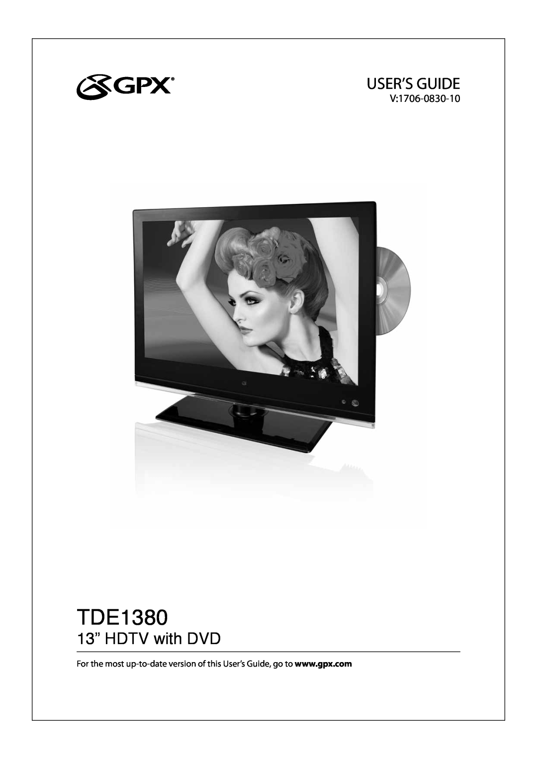 GPX TDE1380 manual User’S Guide, 13” HDTV with DVD 