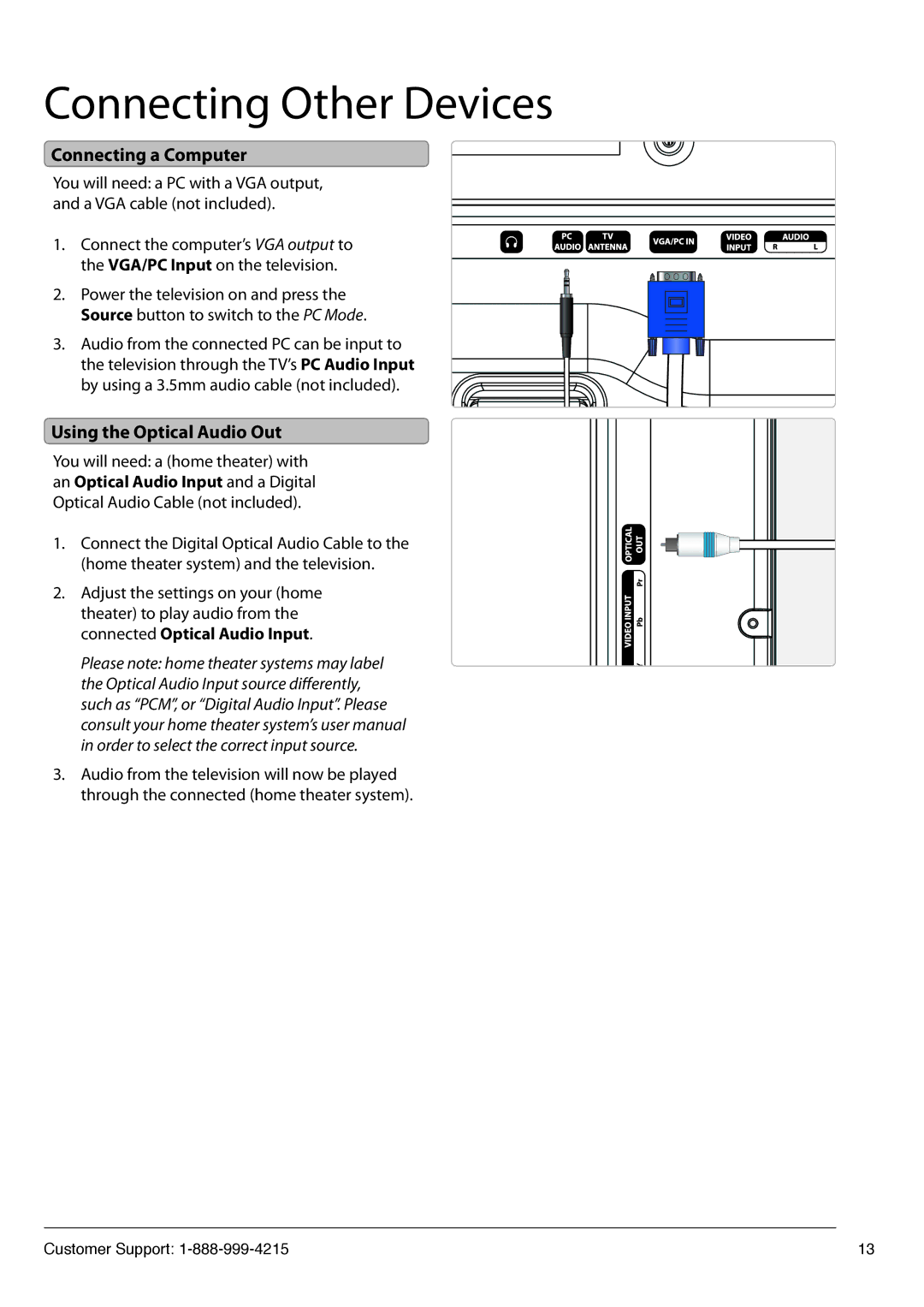 GPX TDE1982B manual Connecting a Computer, Using the Optical Audio Out 