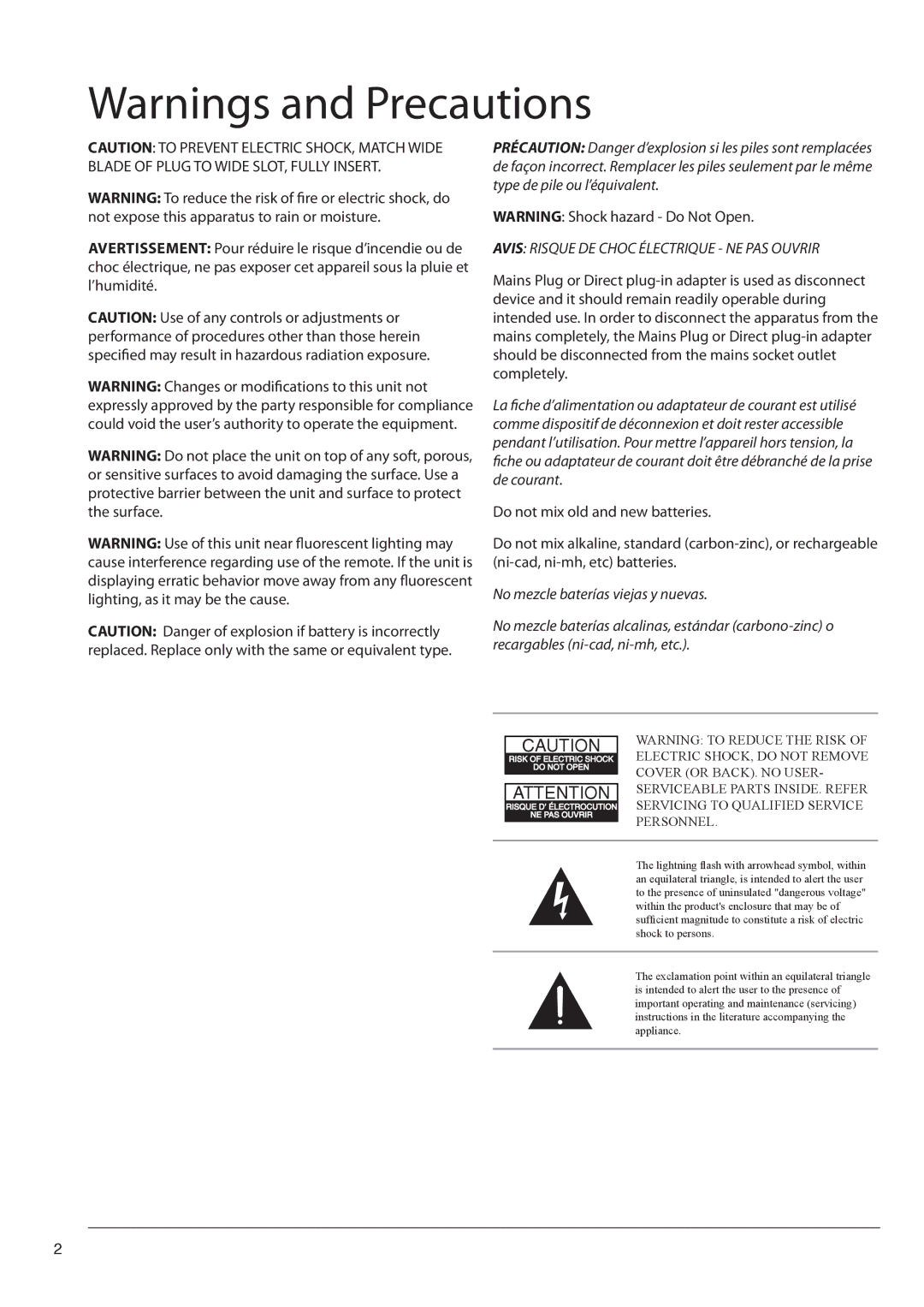 GPX TDE1982B manual Avis Risque DE Choc Électrique NE PAS Ouvrir 