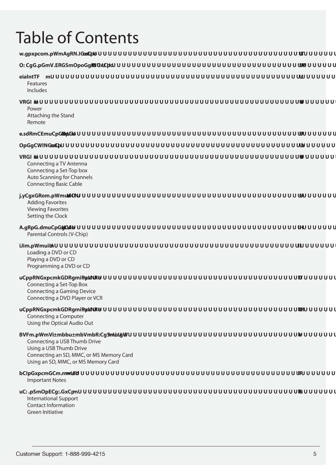 GPX TDE1982B manual Table of Contents 