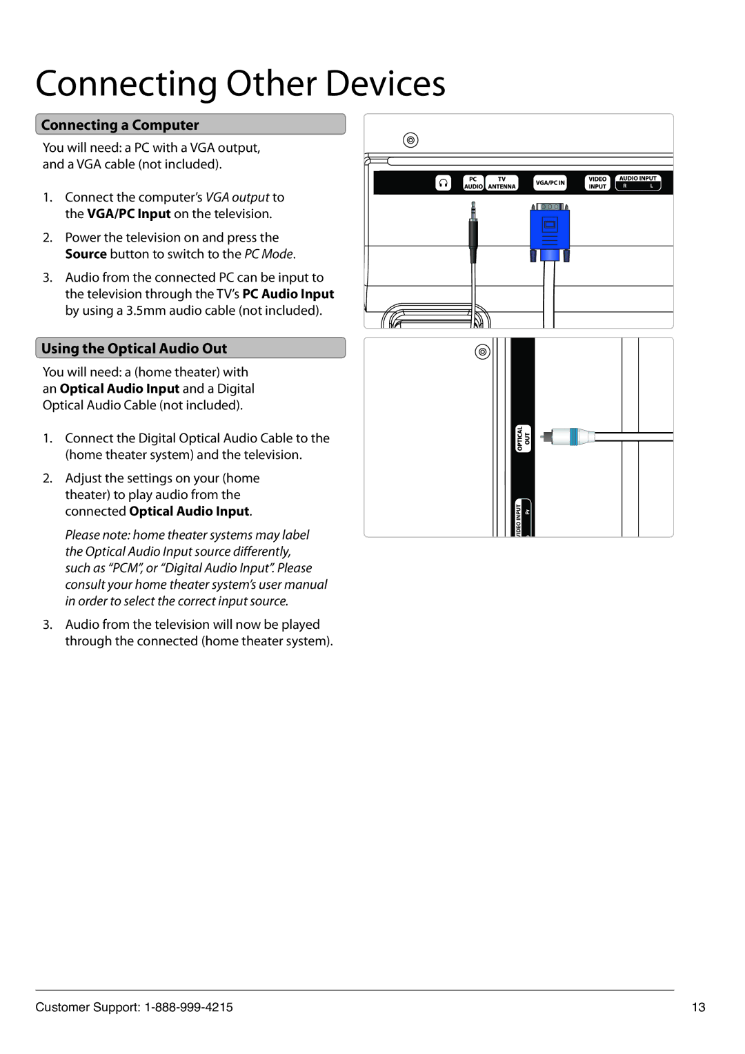 GPX TDE2382B manual Connecting a Computer, Using the Optical Audio Out 