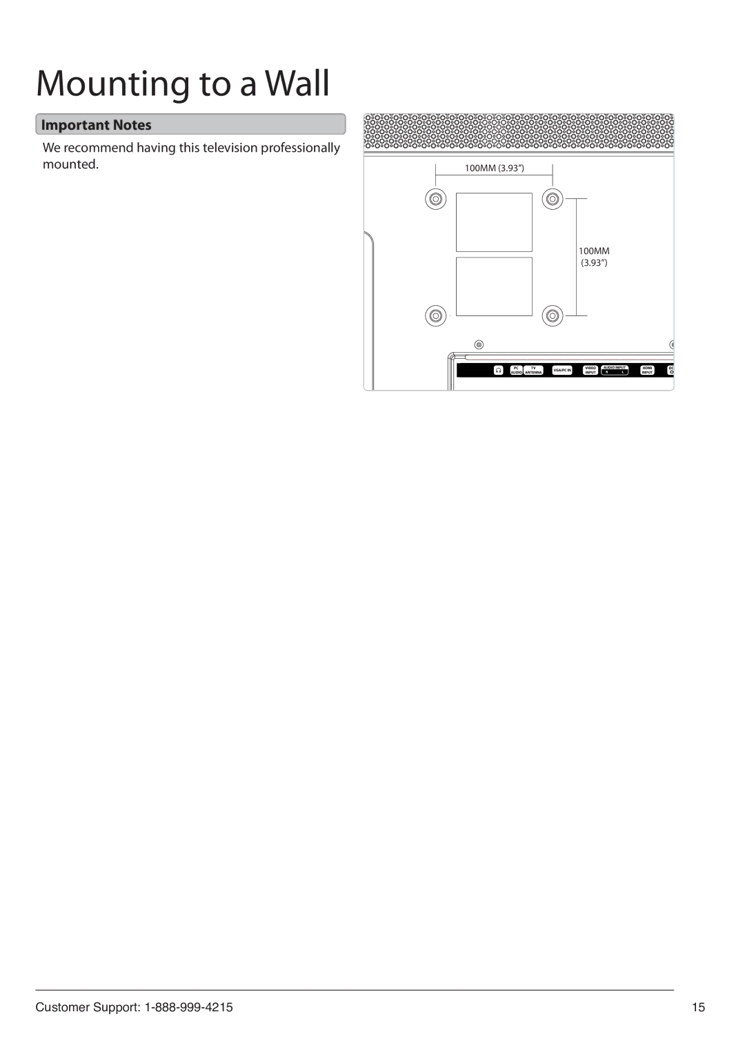 GPX TDE2382B manual Mounting to a Wall, Important Notes 