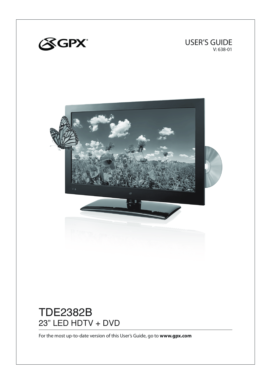 GPX TDE2382B manual User’S Guide, 23” LED HDTV + DVD 