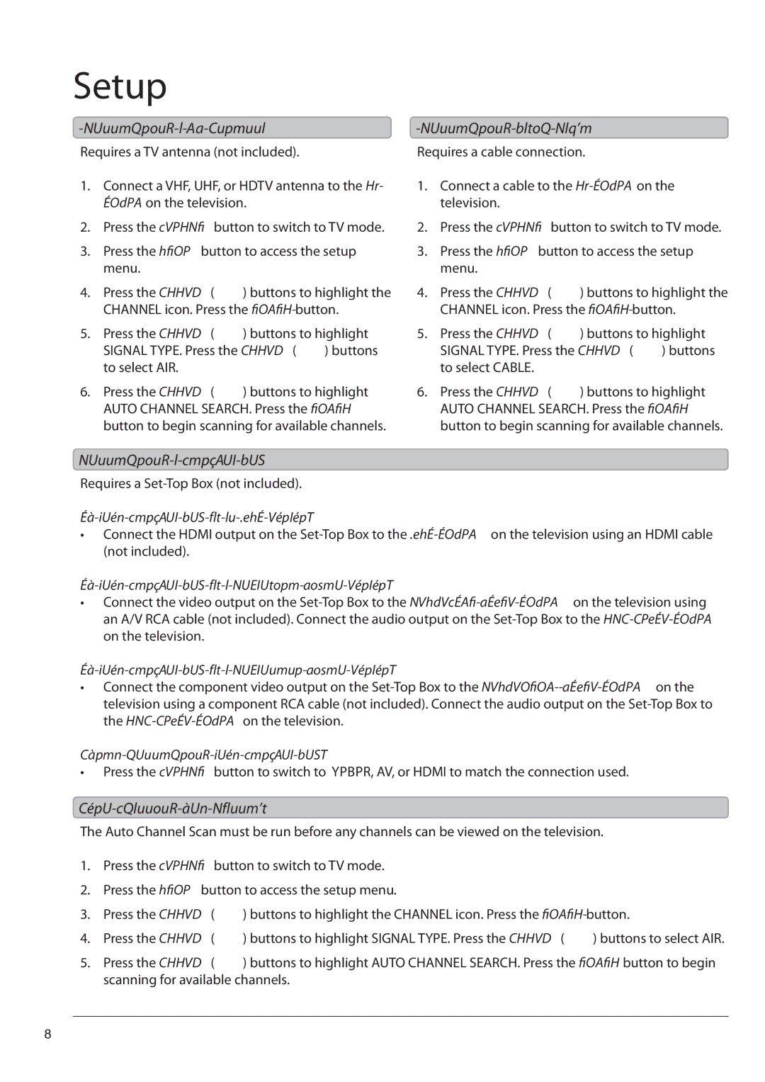 GPX TE1980B manual Connecting a TV Antenna, Connecting Basic Cable, Connecting a Set-Top Box, Auto Scanning for Channels 