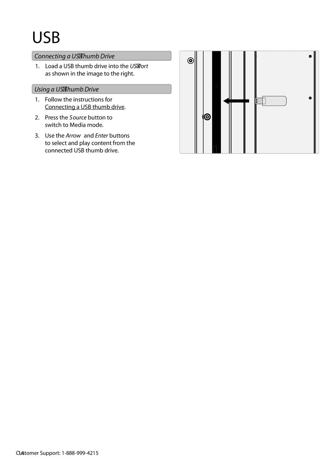 GPX TE3913B manual Connecting a USB Thumb Drive, Using a USB Thumb Drive 