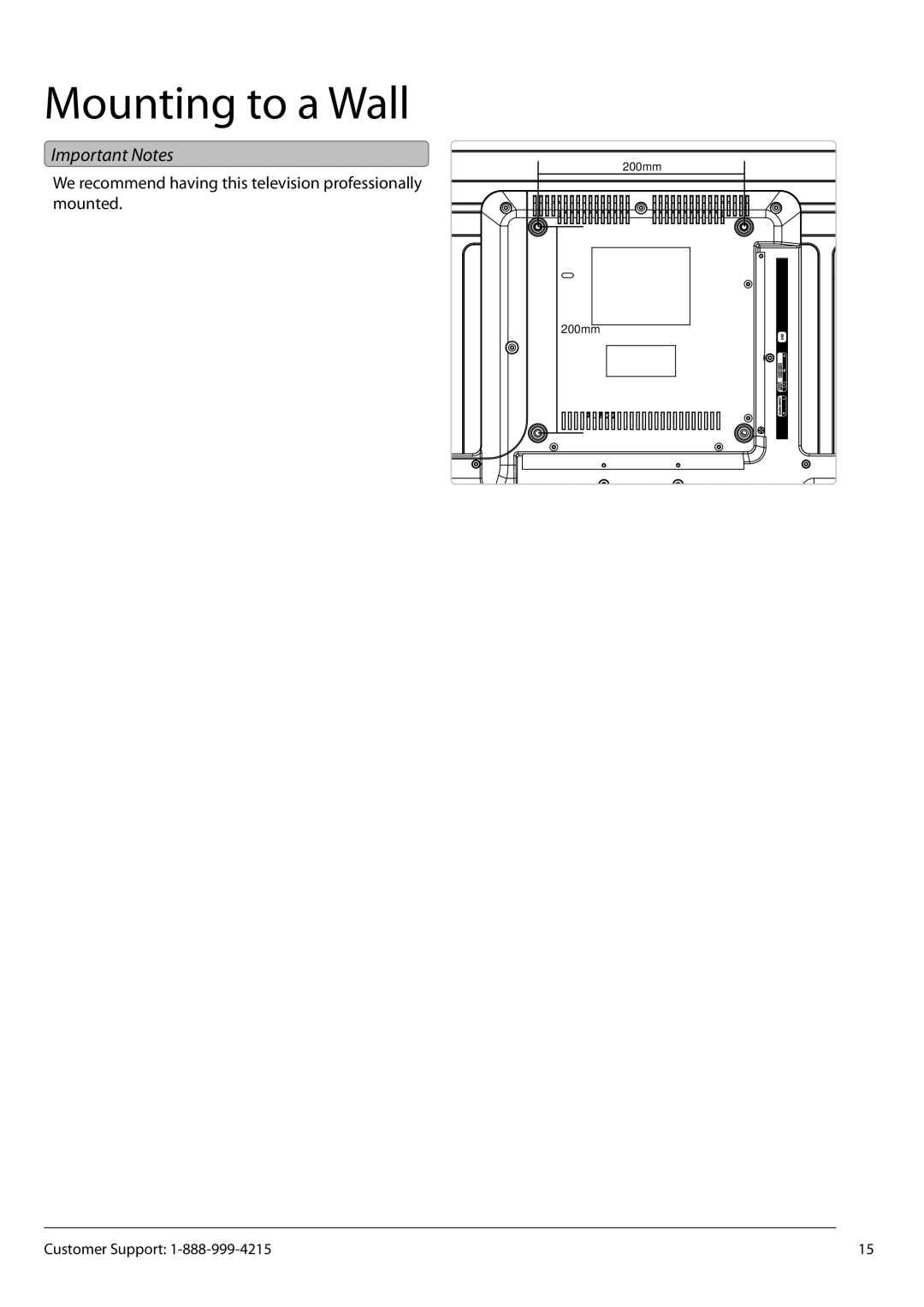 GPX TE3913B manual Mounting to a Wall, Important Notes 