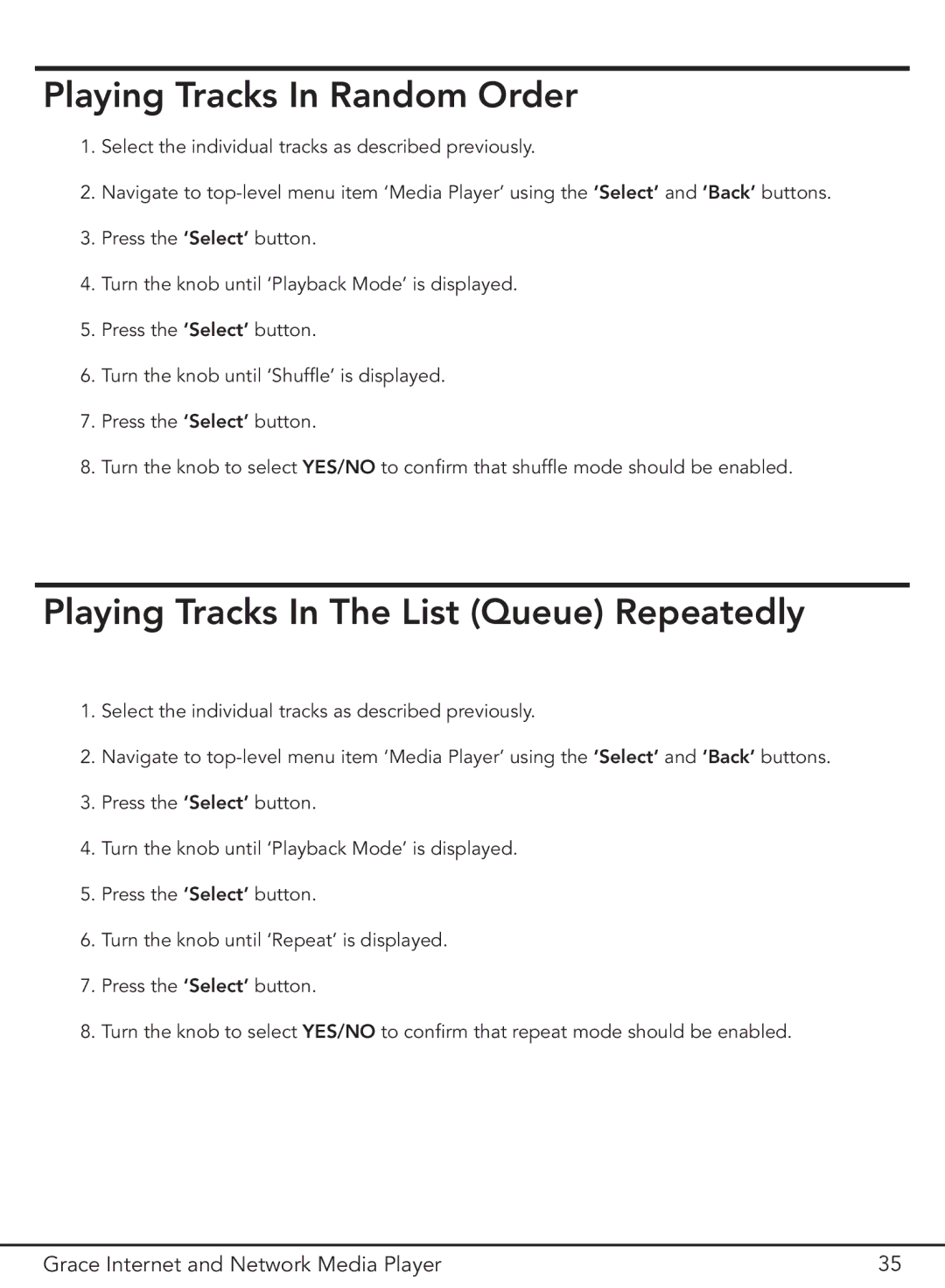 Grace GDI-IR3000 manual Playing Tracks In Random Order 