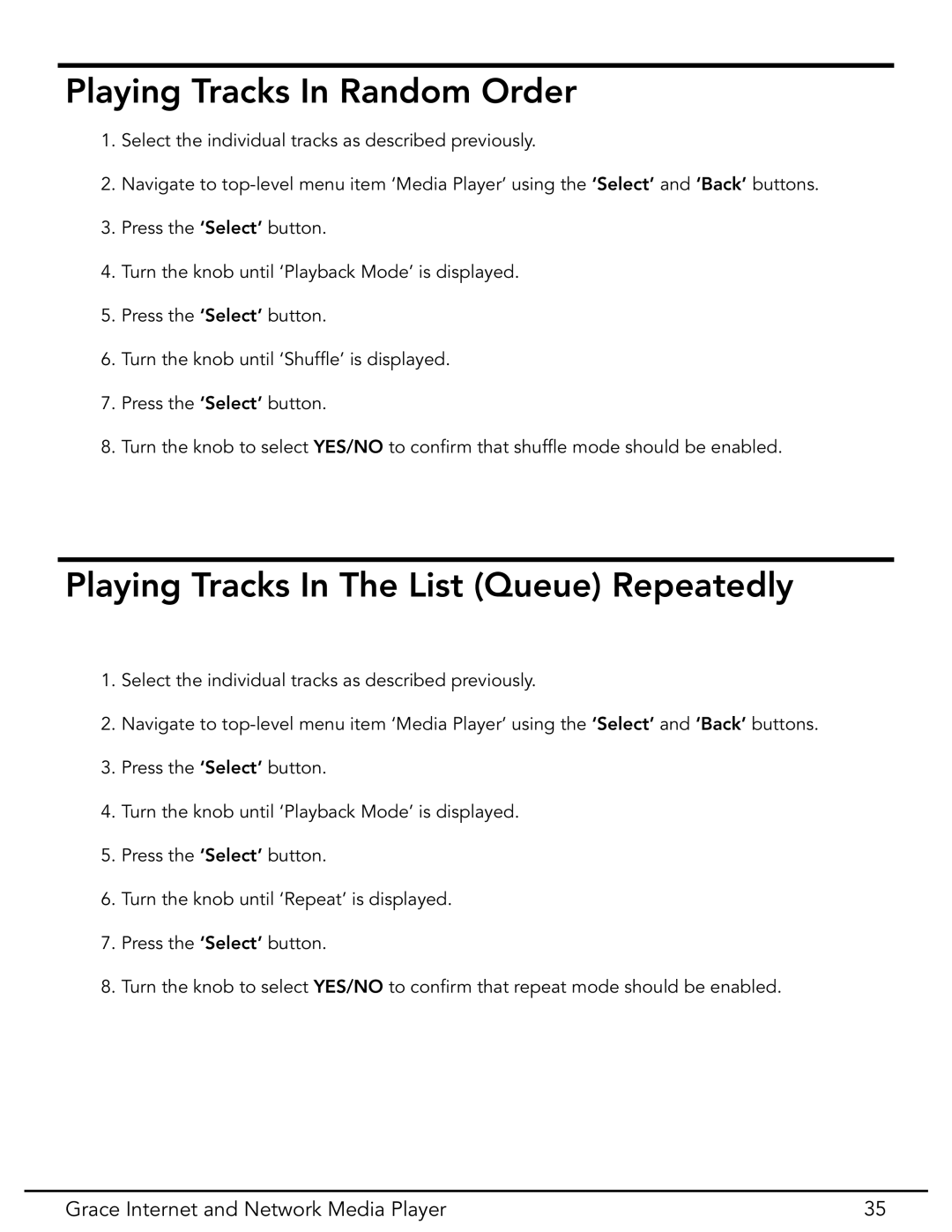 Grace GDI-IR3020 manual Playing Tracks In Random Order 