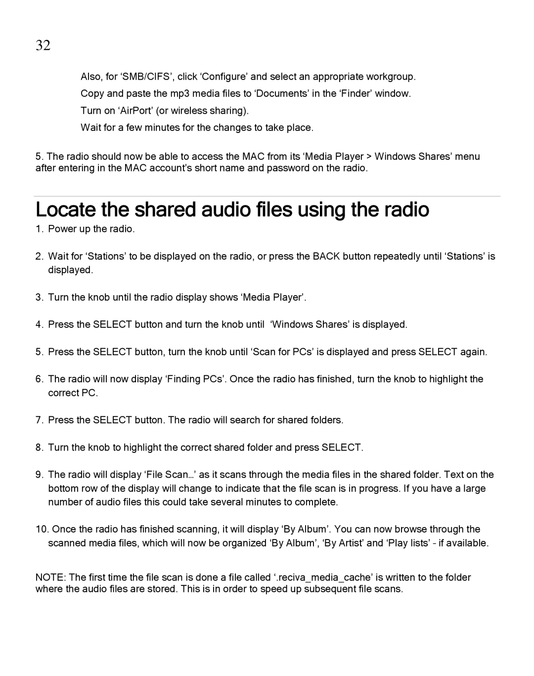 Grace GDI-IRA500 manual Locate the shared audio files using the radio 