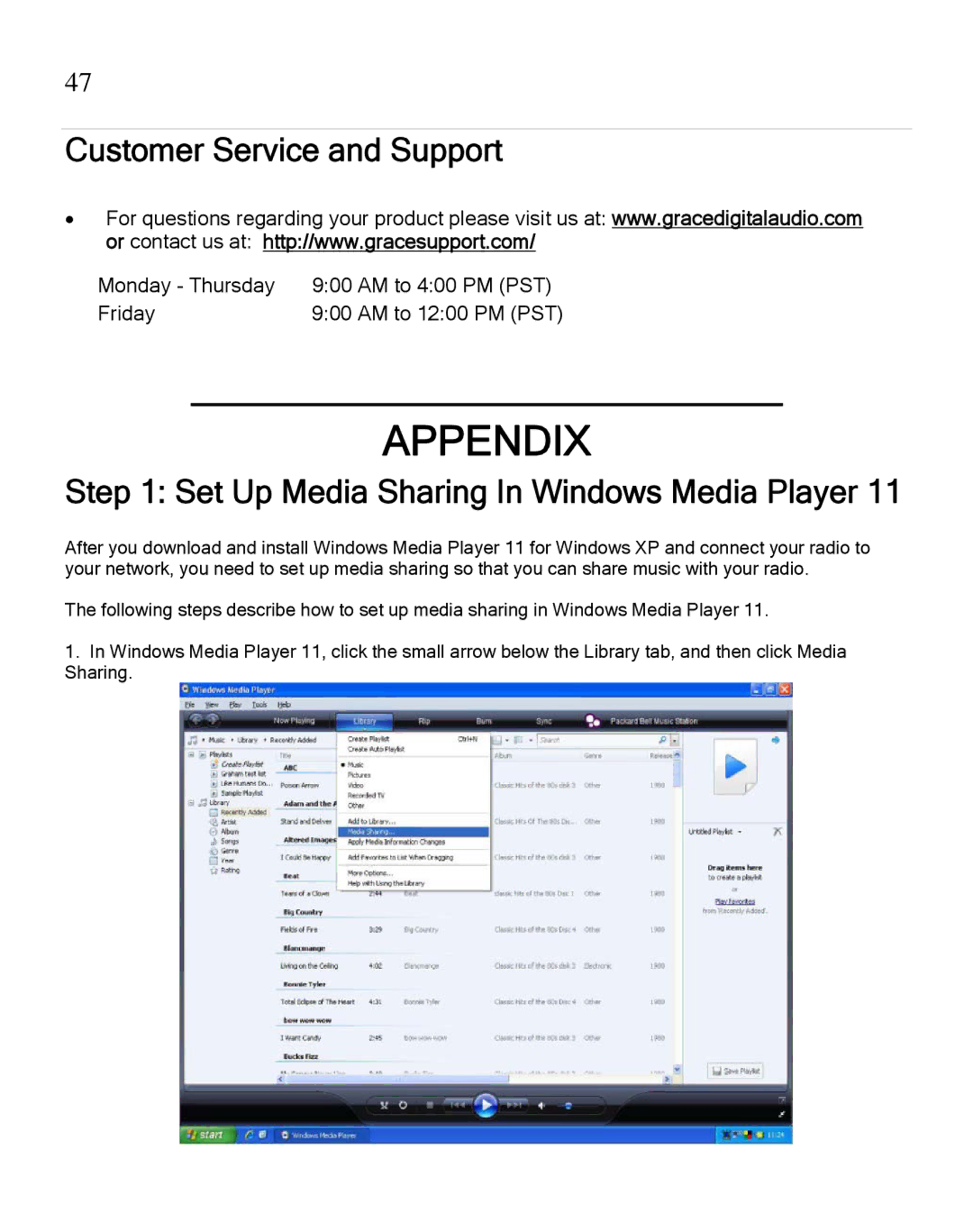 Grace GDI-IRA500 manual Appendix, Customer Service and Support 
