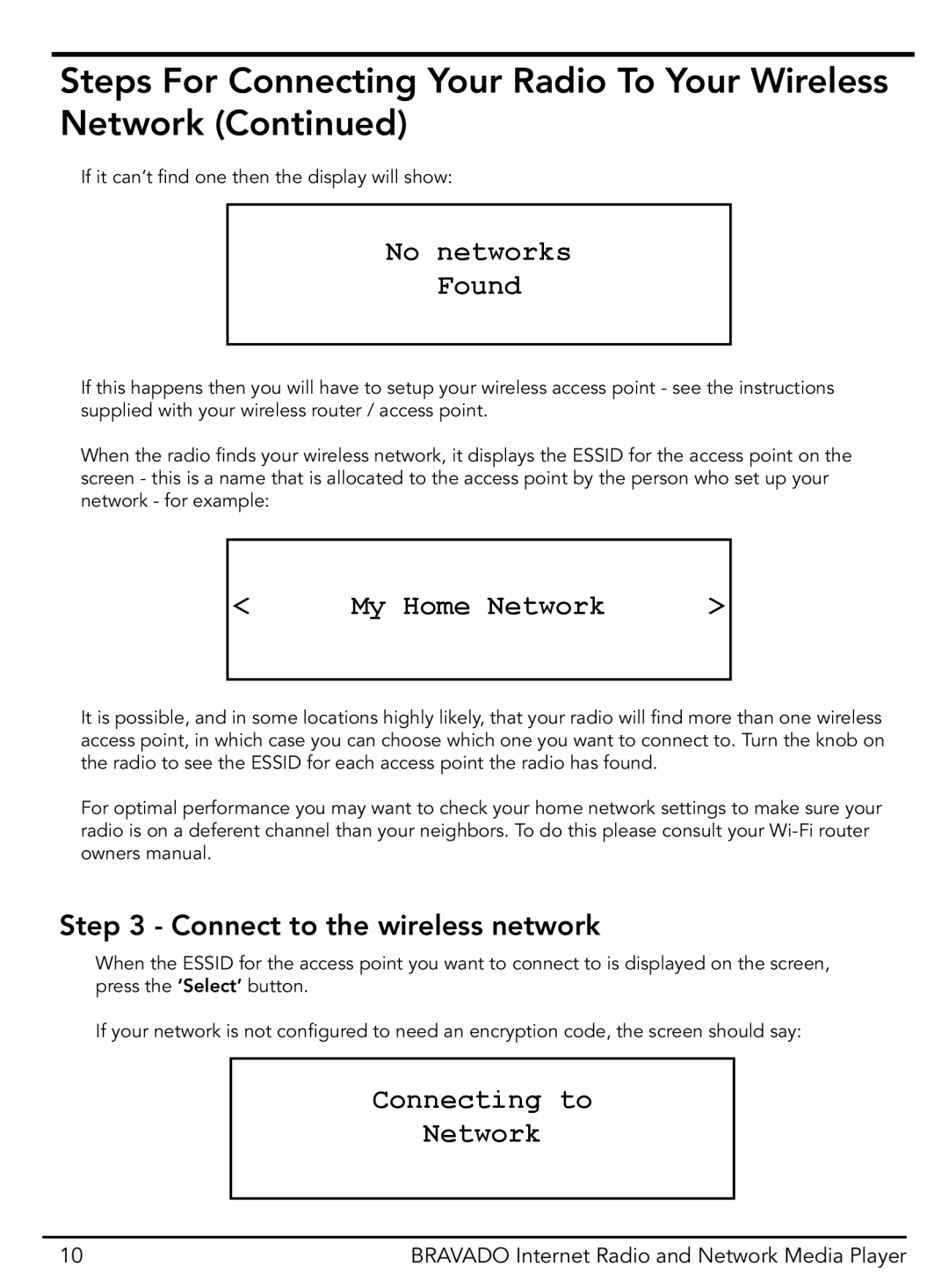 Grace GDI-IRD4400M manual No networks Found, My Home Network, Connecting to Network 