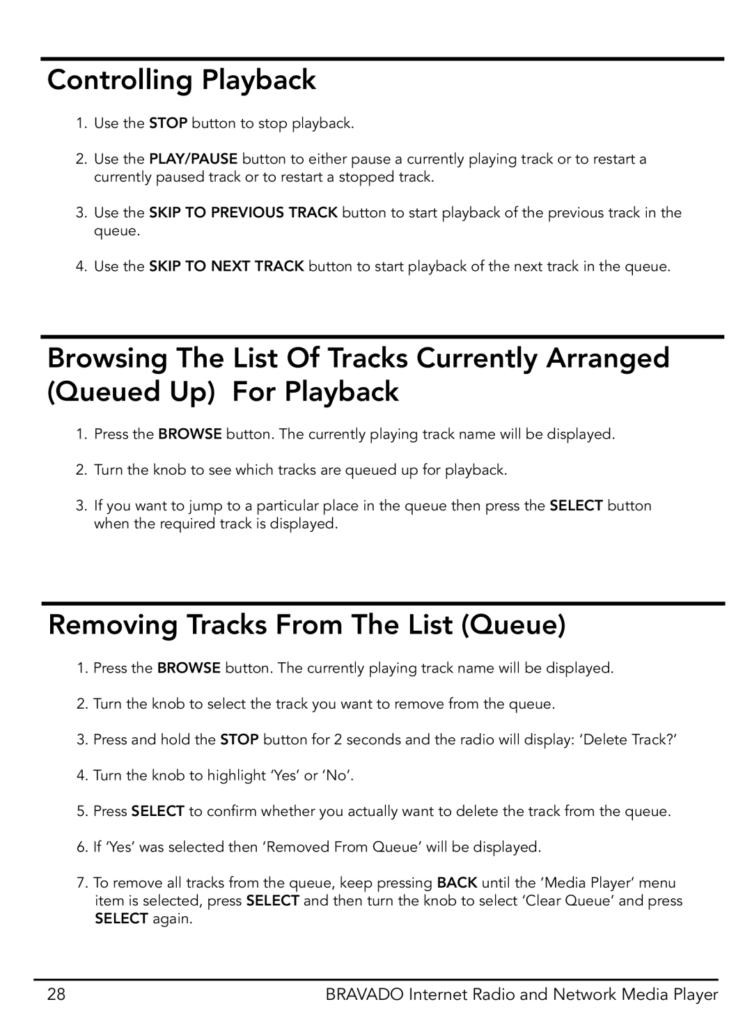 Grace GDI-IRD4400M manual Controlling Playback, Removing Tracks From The List Queue 