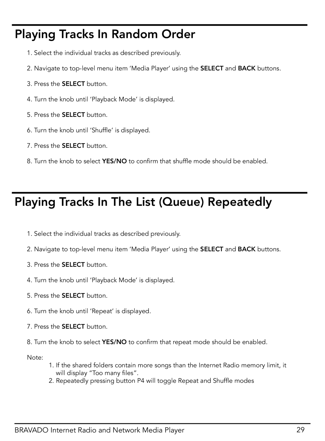 Grace GDI-IRD4400M manual Playing Tracks In Random Order, Playing Tracks In The List Queue Repeatedly 