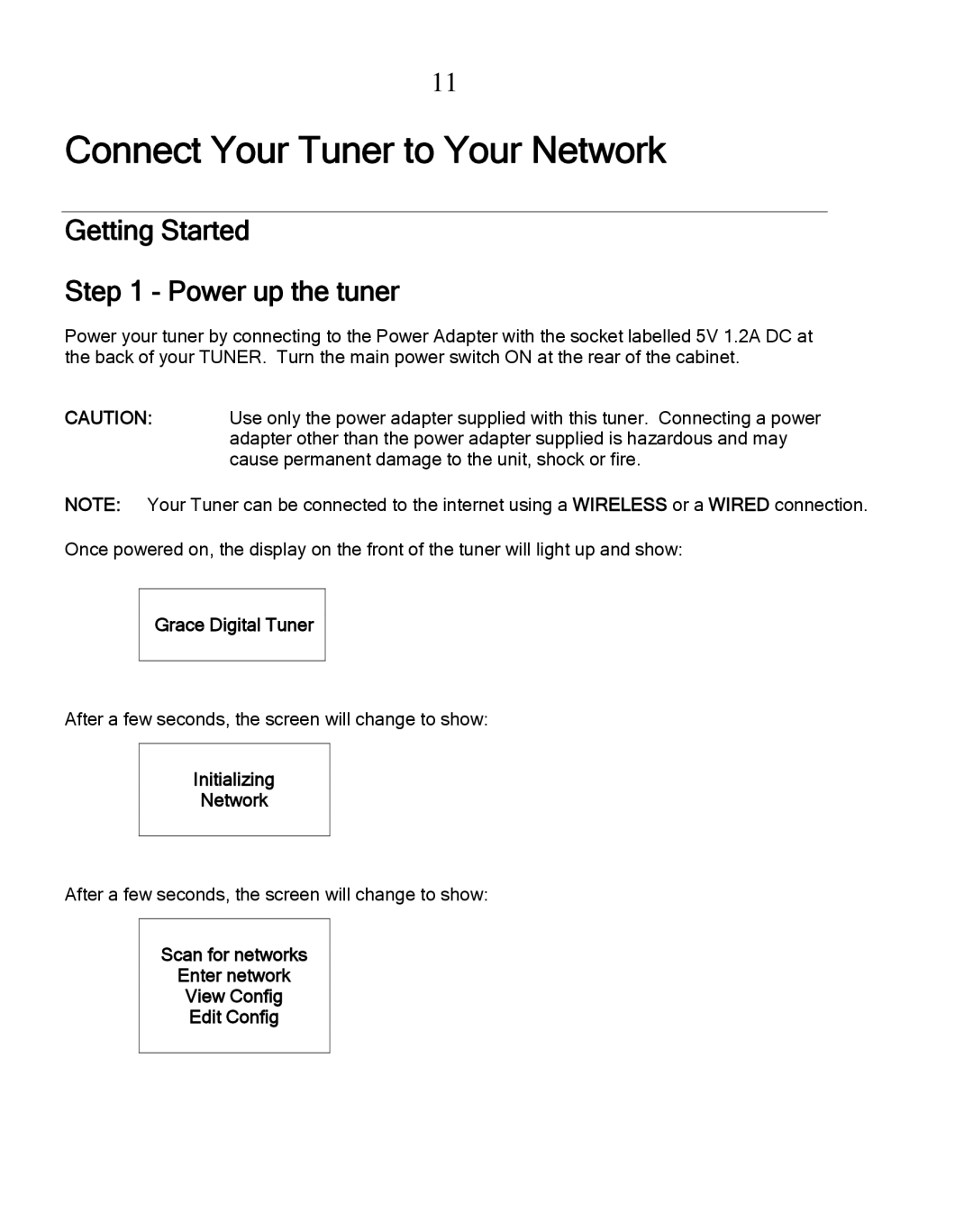 Grace GDI-IRDT200 manual Connect Your Tuner to Your Network, Getting Started Power up the tuner 