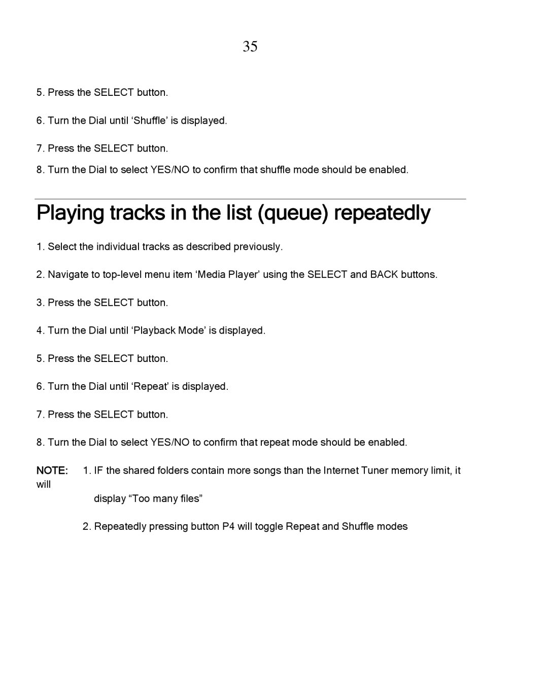 Grace GDI-IRDT200 manual Playing tracks in the list queue repeatedly 