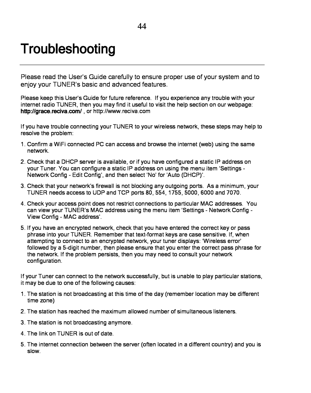 Grace GDI-IRDT200 manual Troubleshooting 