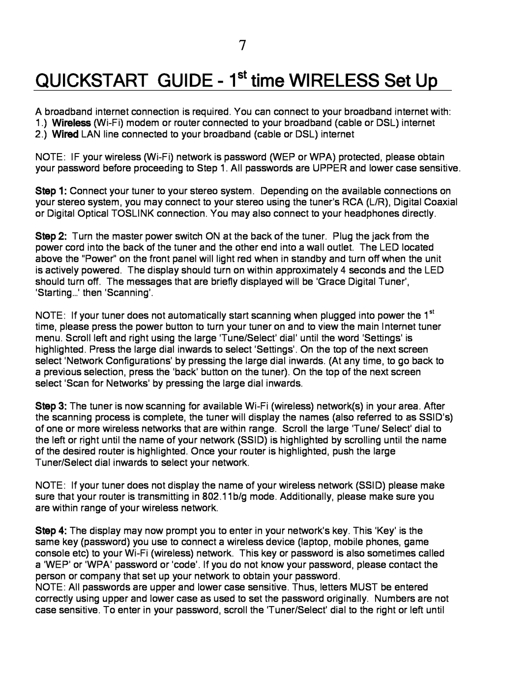 Grace GDI-IRDT200 manual QUICKSTART GUIDE - 1st time WIRELESS Set Up 