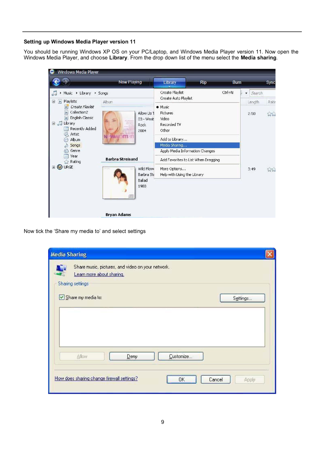 Grace GDI-IRP600 manual Setting up Windows Media Player version 