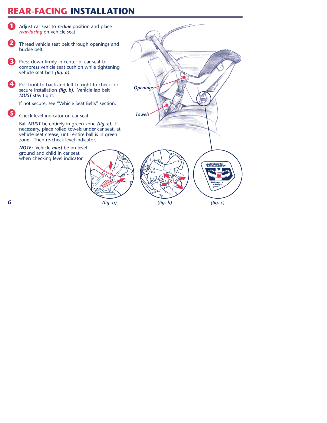 Graco 1000 STETM instruction manual REAR-FACING Installation 