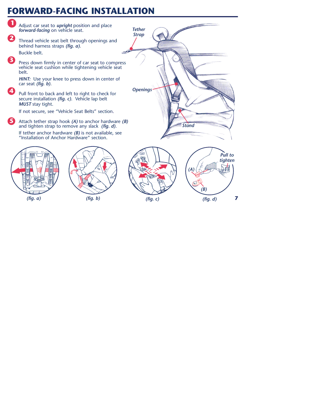 Graco 1000 STETM instruction manual FORWARD-FACING Installation, Fig. d 