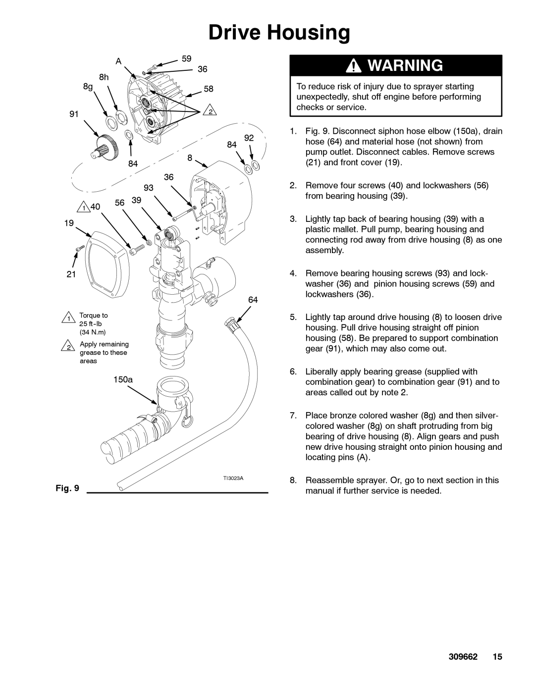 Graco 1030 dimensions Drive Housing 