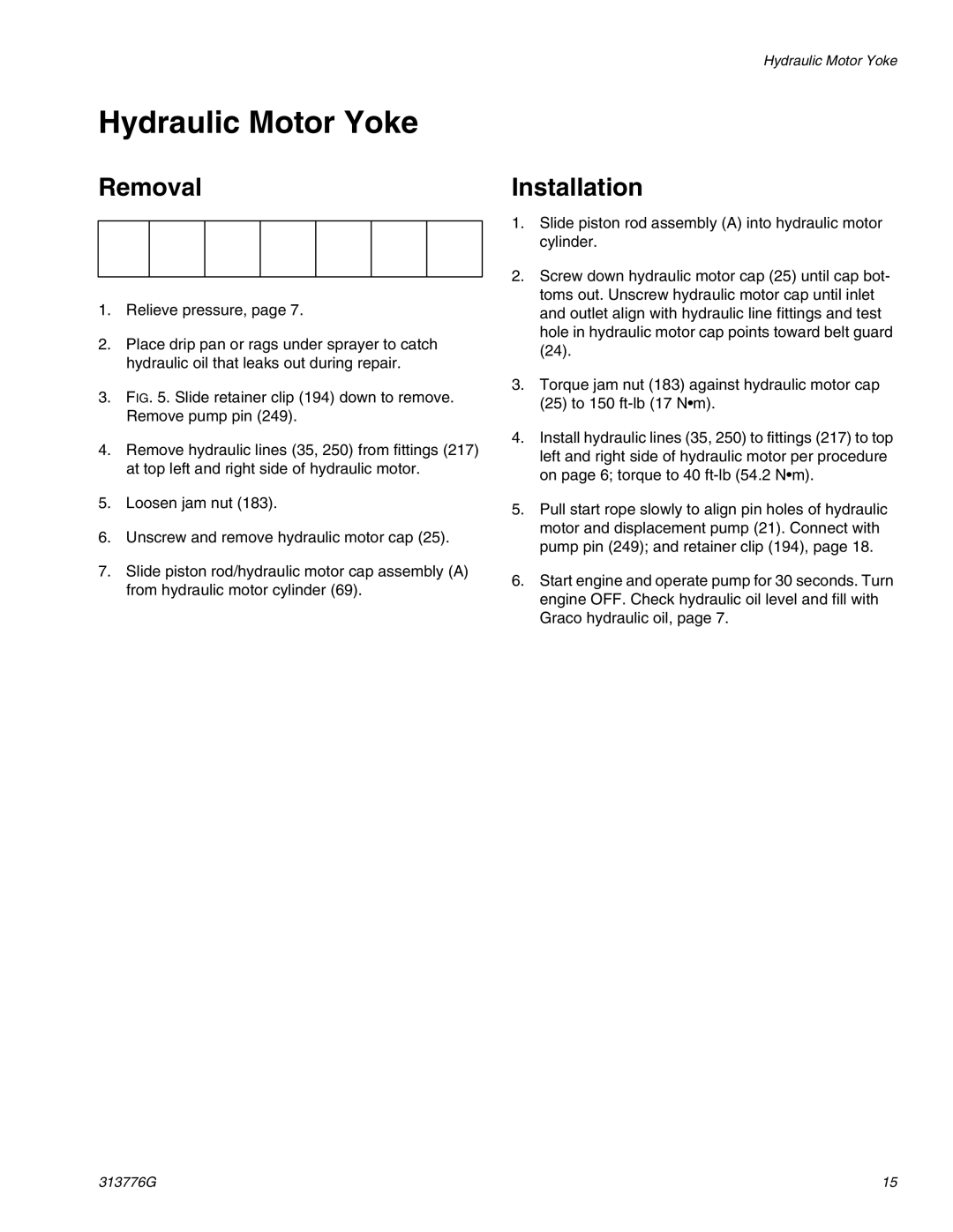 Graco 130HS important safety instructions Hydraulic Motor Yoke 