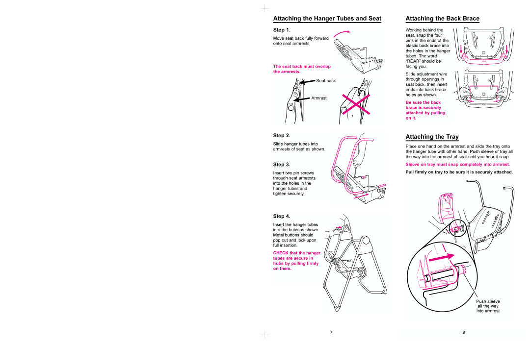 Graco 1466 manual Attaching the Legs, Attaching the Base Tubes, Attaching the Feet, Step, Push 